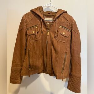 Michael Kors - Leather Jacket - Gold Accent Zipper/Buttons